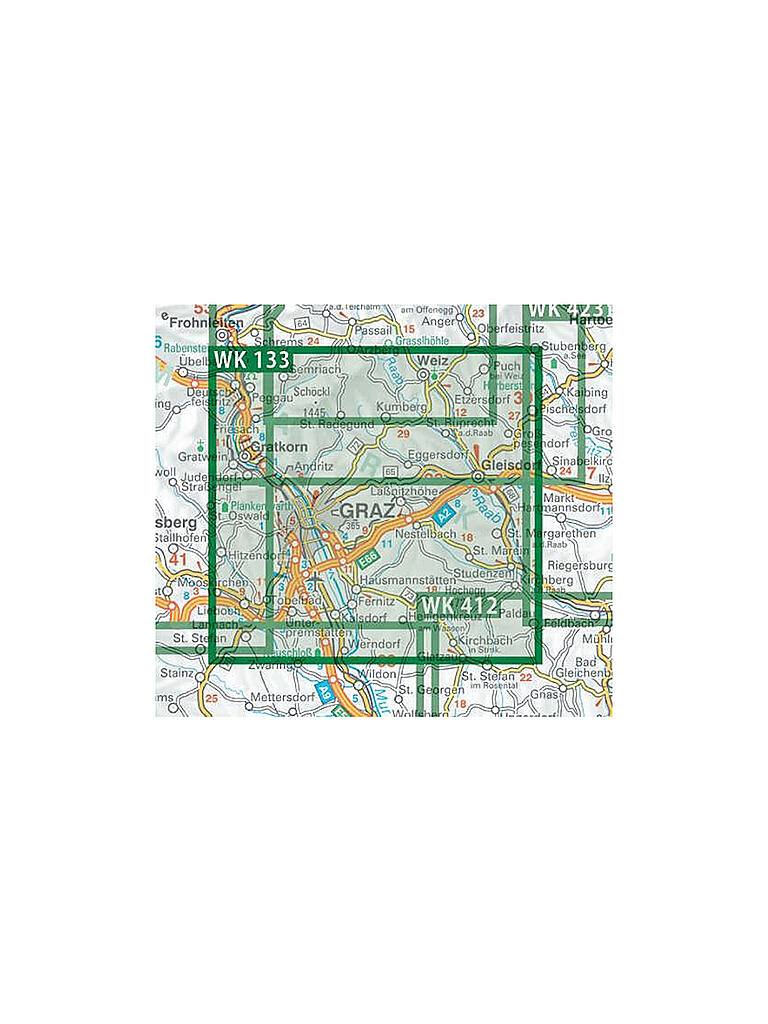 FREYTAG & BERNDT | Wanderkarte WK 133 Graz und Umgebung - Region Hügelland-Schöcklland - Gleisdorf - Weiz - Raabklamm, 1:50.000 | keine Farbe