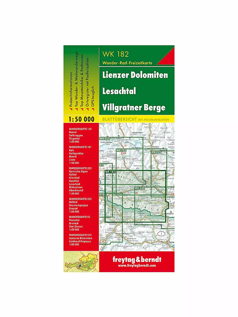 FREYTAG & BERNDT | Wanderkarte WK 182 Lienzer Dolomiten-Lesachtal-Villgratner Berge, 1:50.000 | keine Farbe