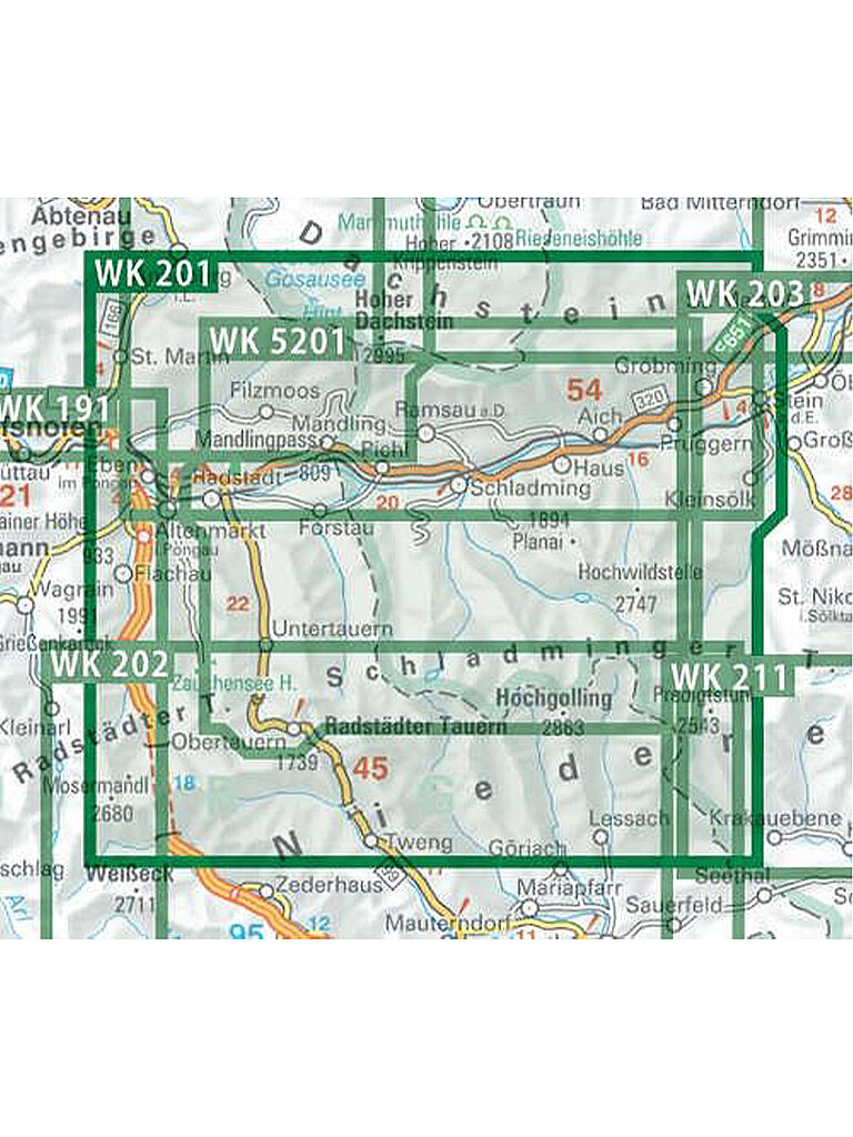 FREYTAG & BERNDT | Wanderkarte WK 201 Schladminger Tauern-Radstadt-Dachstein, 1:50.000 | keine Farbe