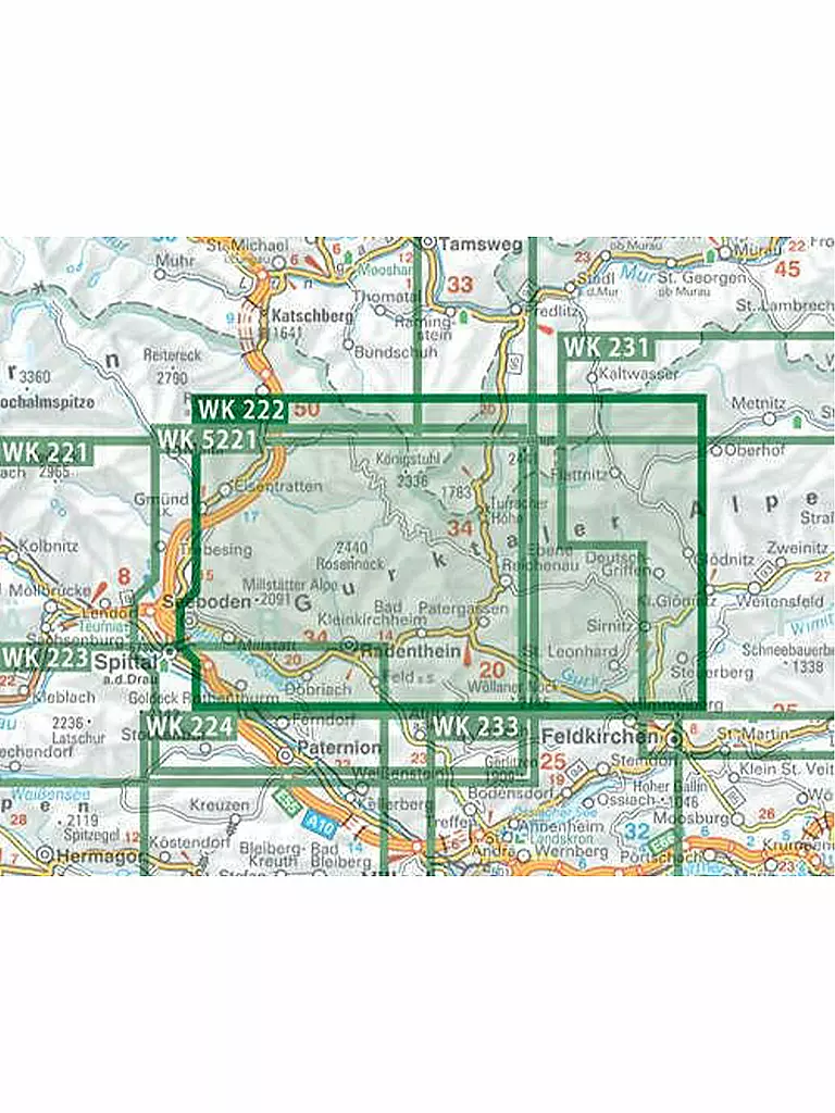 FREYTAG & BERNDT | Wanderkarte WK 222 Bad Kleinkirchheim-Biosphärenpark Nockberge-Millstätter See-Turracher Höhe-Radenthein, 1:50.000 | keine Farbe