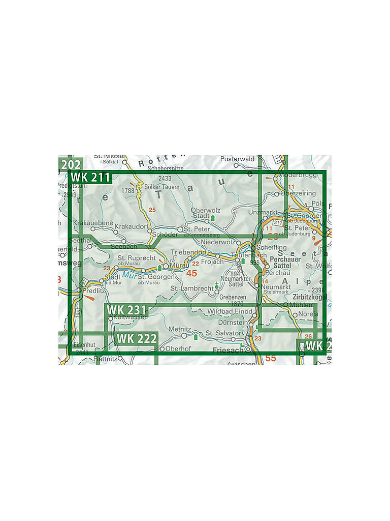FREYTAG & BERNDT | WK 211 Naturpark Zirbitzkogel-Grebenzen - Murau - Sölkpass Wanderkarte 1:50.000 | keine Farbe