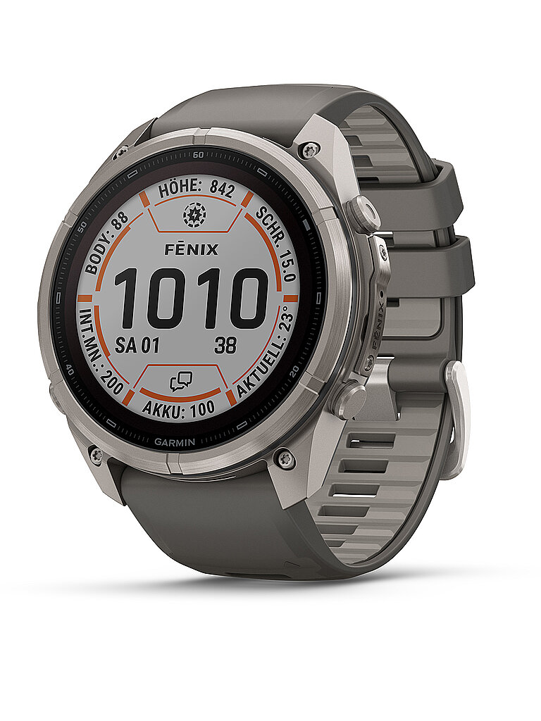 GARMIN GPS-Multisport-Smartwatch Fenix 9 Pro InReach Solar Kieselgrau/Silbergrau 47mm silber | 51MM