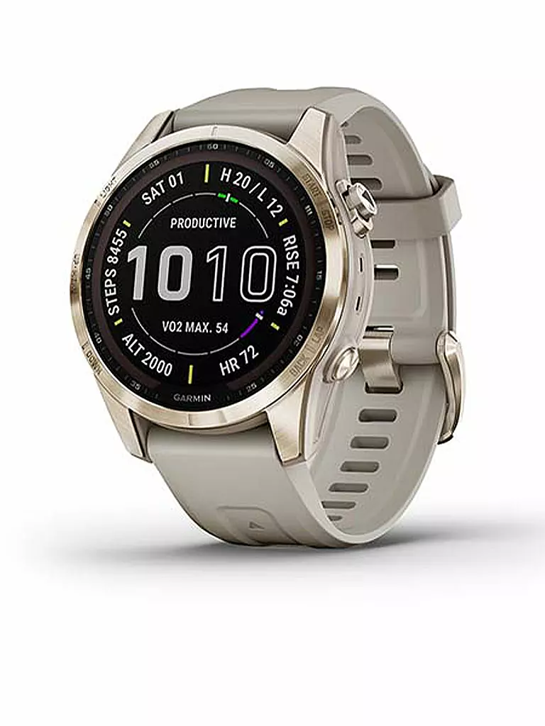 GARMIN | GPS-Sportuhr Fenix 7S Sapphire Solar | beige