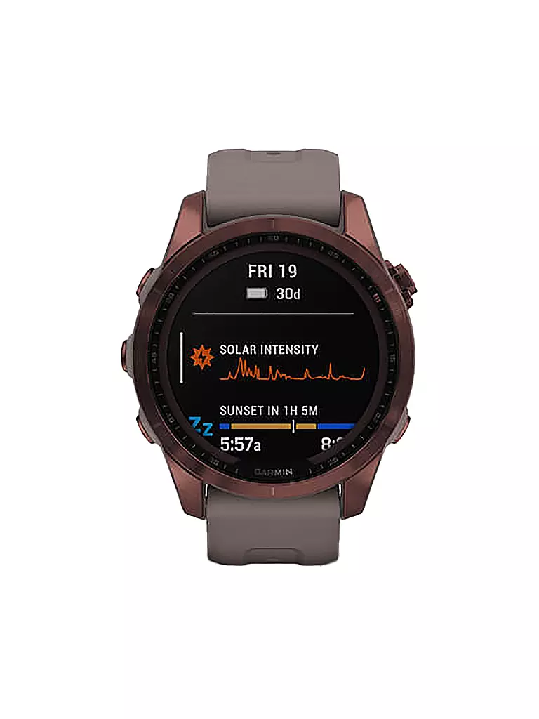 GARMIN | GPS-Sportuhr Fenix 7S Sapphire Solar | braun