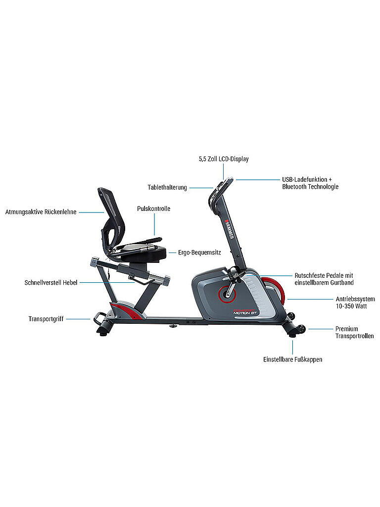 HAMMER | Liegeergometer Comfort Motion BT | schwarz