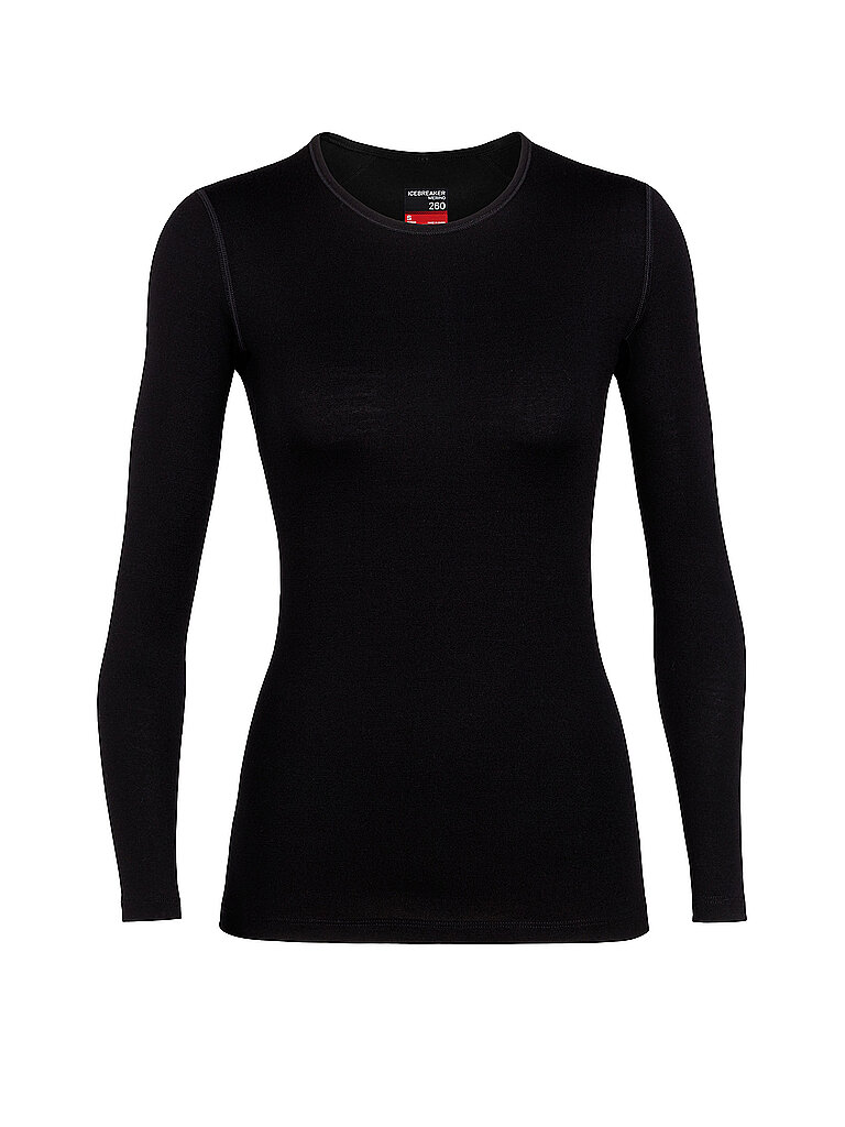 Icebreaker Damen Funktionsshirt 260 Tech LS Crewe, Black, XL, 104387001XL