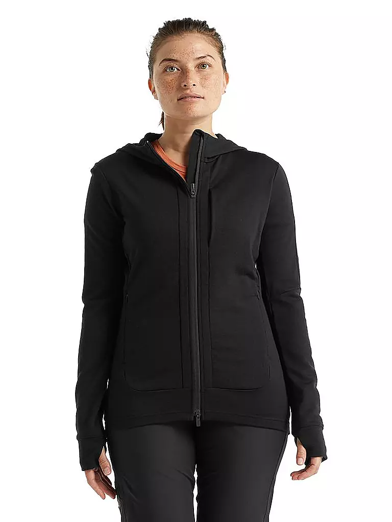 ICEBREAKER | Damen Fleecejacke Quantum III Hoodie  | schwarz