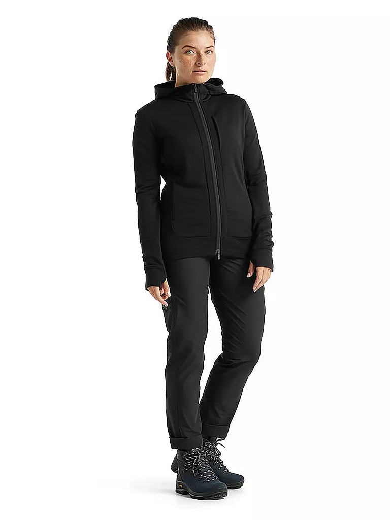 ICEBREAKER | Damen Fleecejacke Quantum III Hoodie  | schwarz