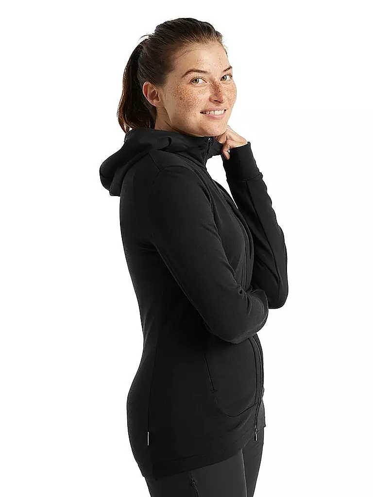 ICEBREAKER | Damen Fleecejacke Quantum III Hoodie  | schwarz