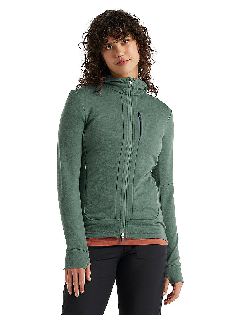 ICEBREAKER | Damen Fleecejacke Quantum III Hoodie | grün