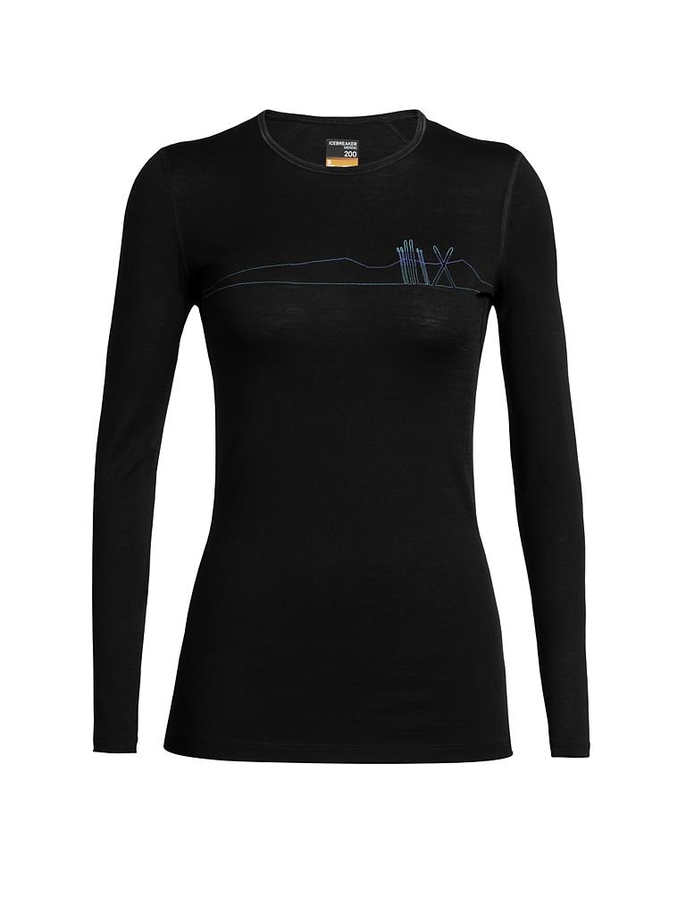 ICEBREAKER | Damen Funktionsshirt Merino 200 Oasis Long Sleeve Crewe | schwarz