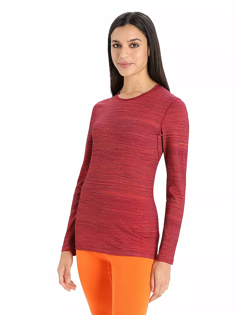 ICEBREAKER | Damen Funktionsshirt Merino 200 Oasis Ski Stripes | rot