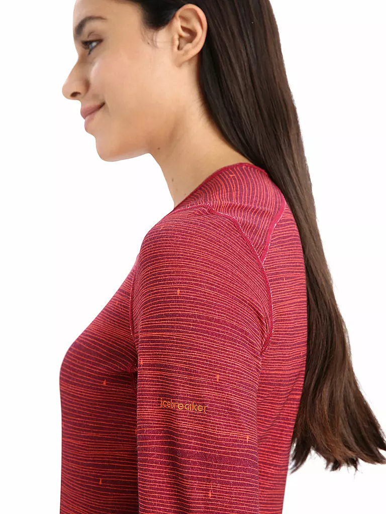 ICEBREAKER | Damen Funktionsshirt Merino 200 Oasis Ski Stripes | rot