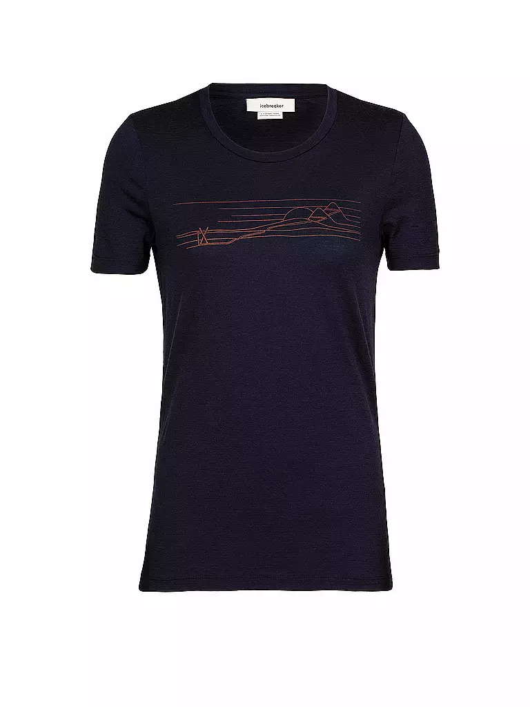 ICEBREAKER | Damen Funktionsshirt Tech Lite II SS Tee Ski Stripes | dunkelblau