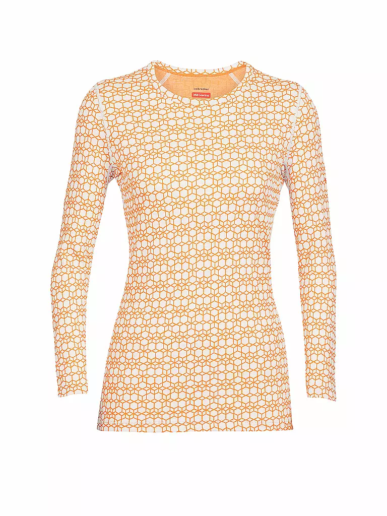 ICEBREAKER | Damen Unterzieh Zipshirt Merino 250 Vertex Alpine Geo | orange