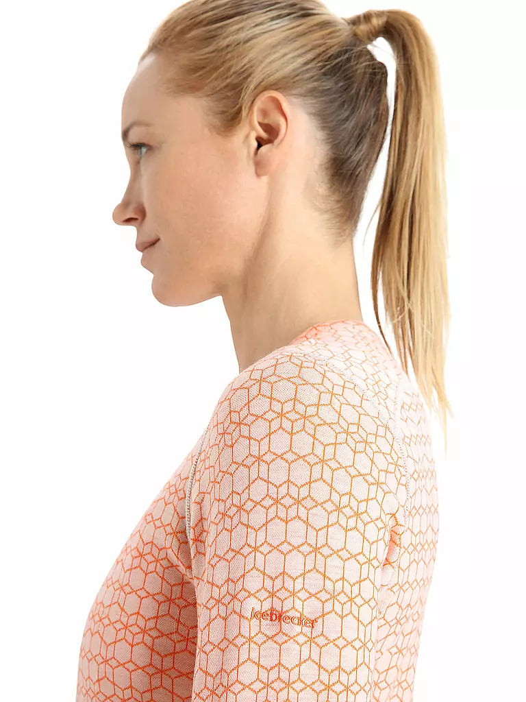 ICEBREAKER | Damen Unterzieh Zipshirt Merino 250 Vertex Alpine Geo | orange