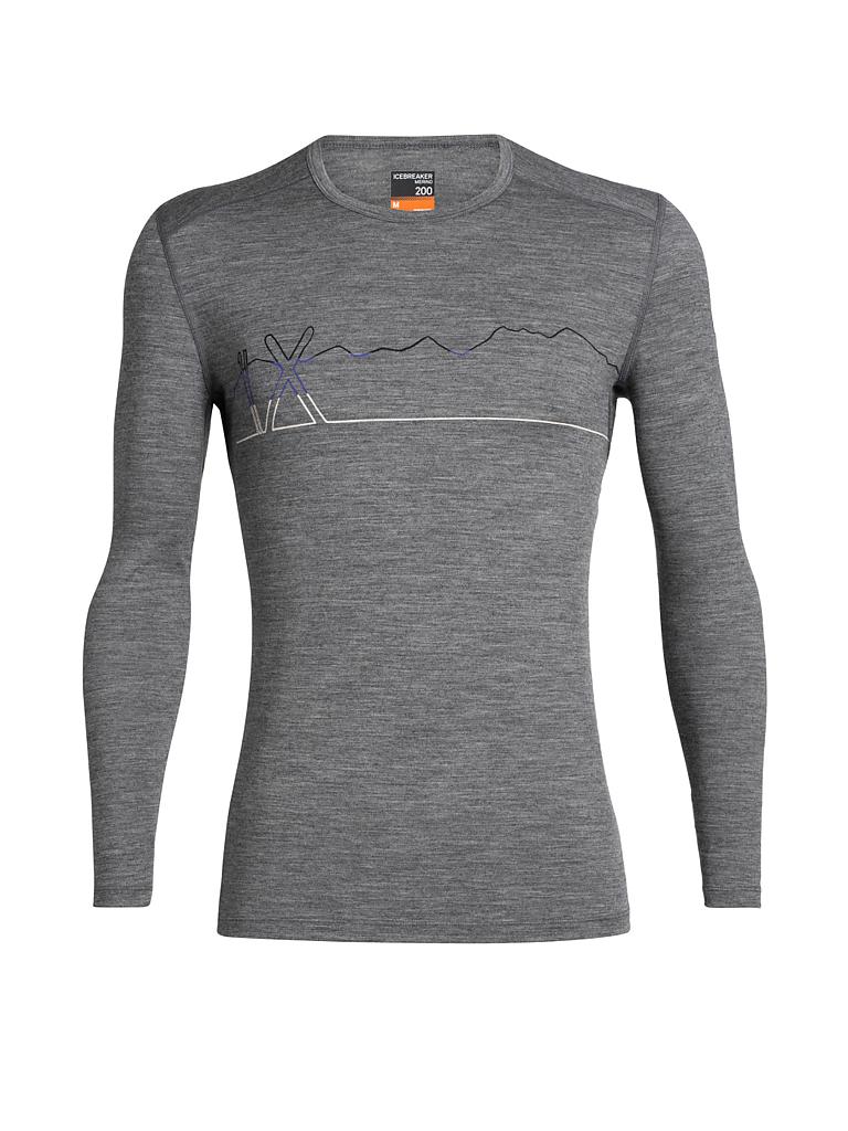 ICEBREAKER | Herren Funktionsshirt Merino 200 Oasis Long Sleeve Crewe Single Line Ski | grau