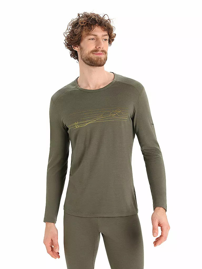 ICEBREAKER | Herren Funktionsshirt Merino 200 Oasis Ski Stripes | olive