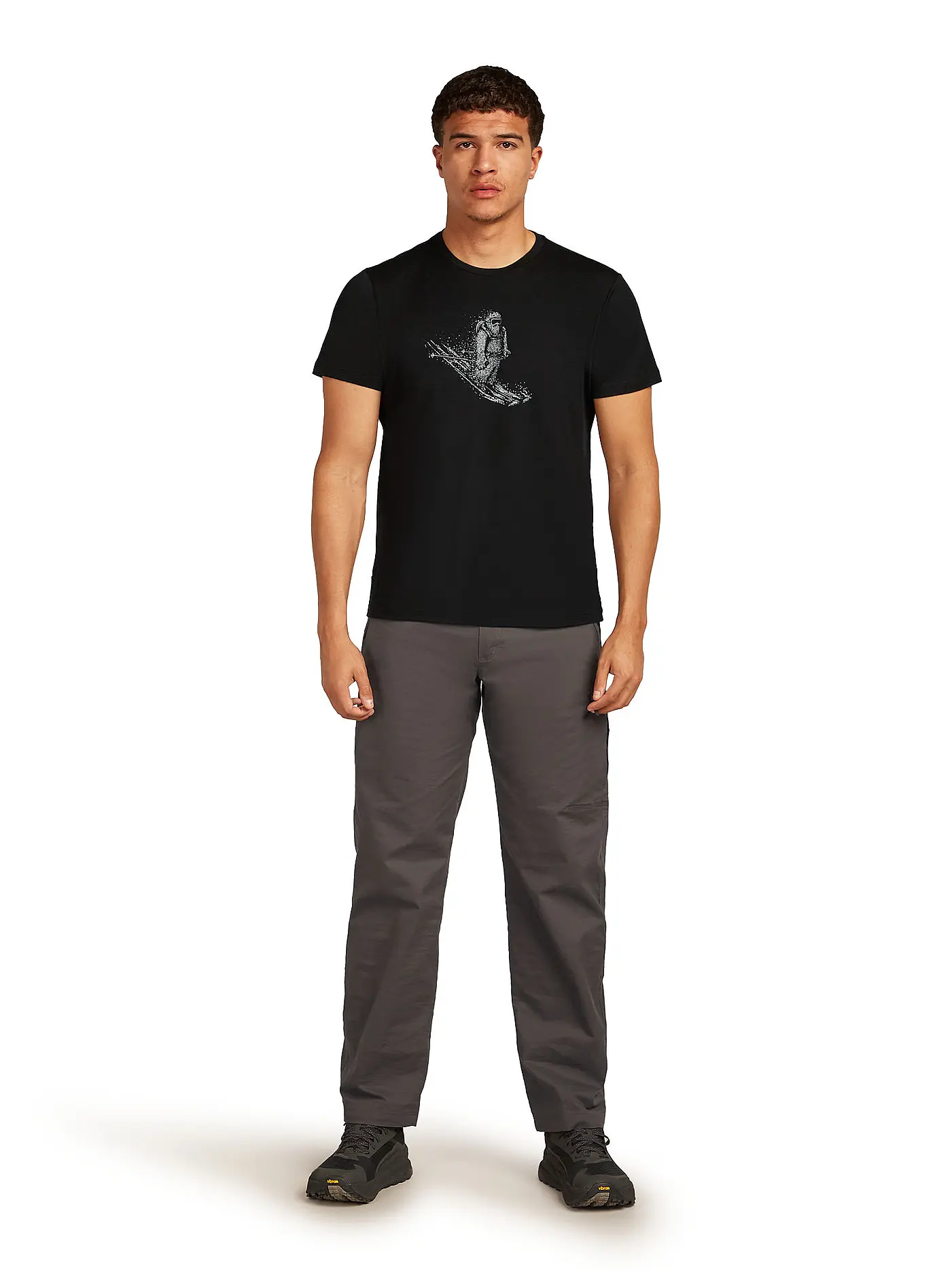 ICEBREAKER | Herren Funktionsshirt Skiing Yeti 150 Merino Druck | schwarz