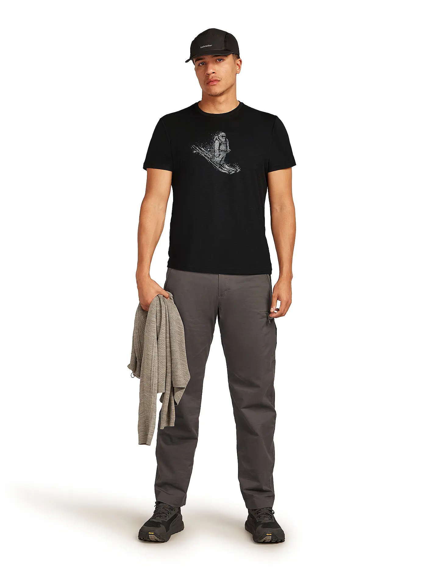 ICEBREAKER | Herren Funktionsshirt Skiing Yeti 150 Merino Druck | schwarz
