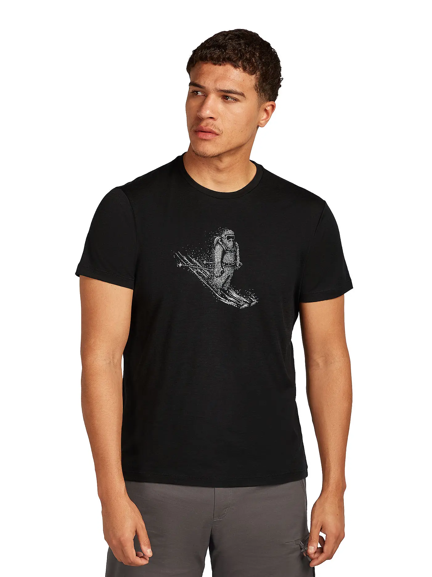 ICEBREAKER | Herren Funktionsshirt Skiing Yeti 150 Merino Druck | schwarz