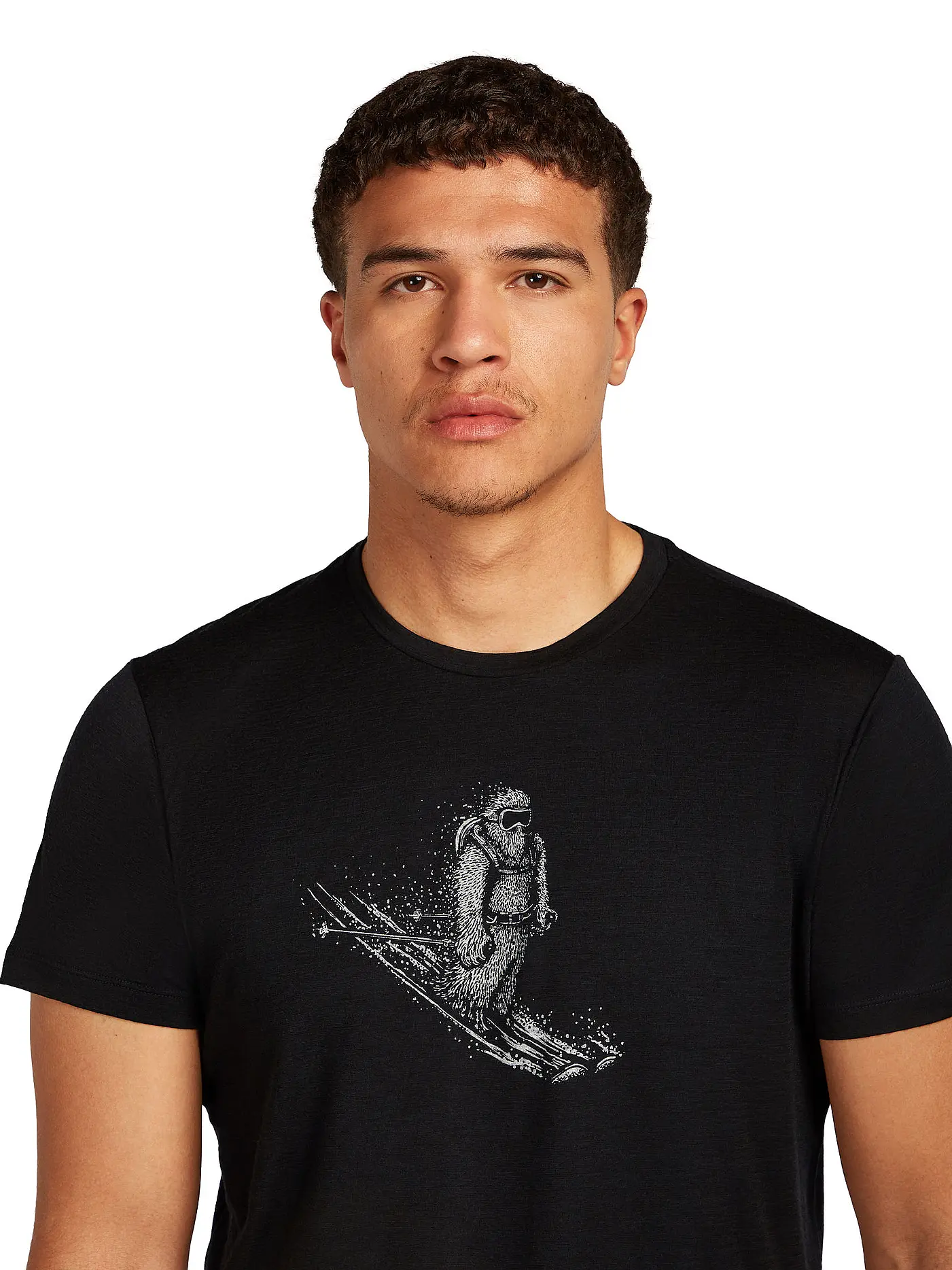 ICEBREAKER | Herren Funktionsshirt Skiing Yeti 150 Merino Druck | schwarz