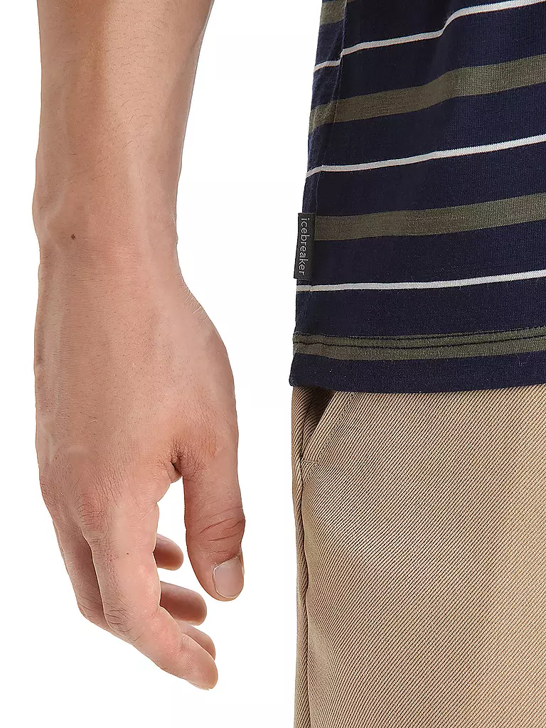 ICEBREAKER | Herren Funktionsshirt Wave Stripe | dunkelblau