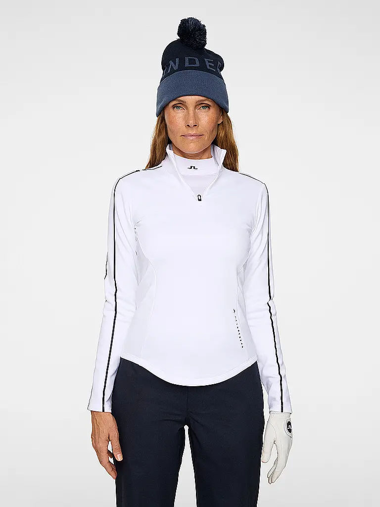 J.LINDEBERG | Damen Unterzieh Zipshirt  Nefe Quarter Zip Mid Layer  | Weiss
