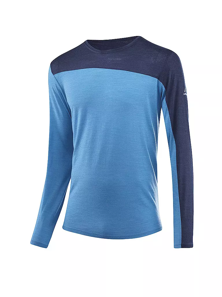 LÖFFLER | Herren Laufshirt Blockshirt Merino-TENCEL(TM) LS | blau