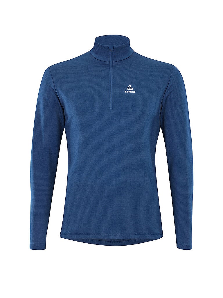 Löffler Herren Unterzieh Zipshirt Uni Tech-Merino blau