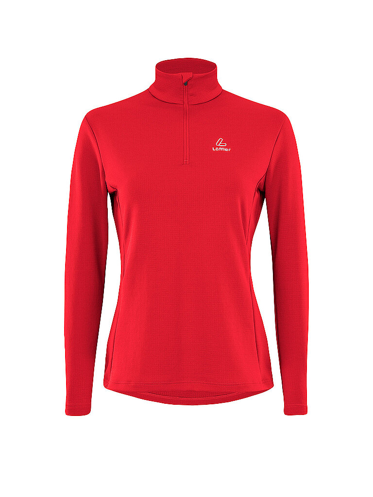 Löffler Damen Unterzieh Zipshirt Uni Tech-Merino rot