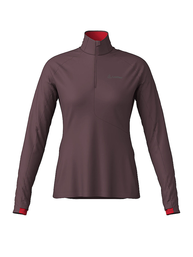 Löffler Damen Unterzieh Zipshirt Motion dunkelrot