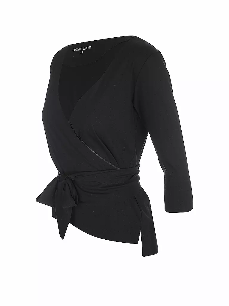 LOUNGE CHERIE | Damen Yogashirt Mira zum Wickeln | schwarz