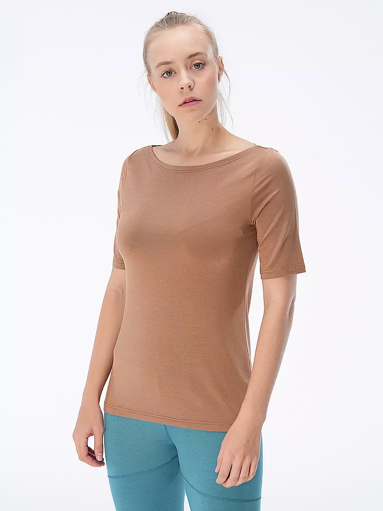 LOUNGE CHERIE | Damen Yogashirt Rosa 3/4 Arm | braun