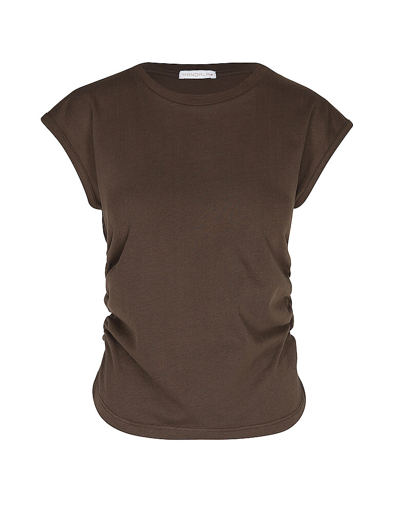 MANDALA Damen Yogashirt Side Ruffeld braun | XS