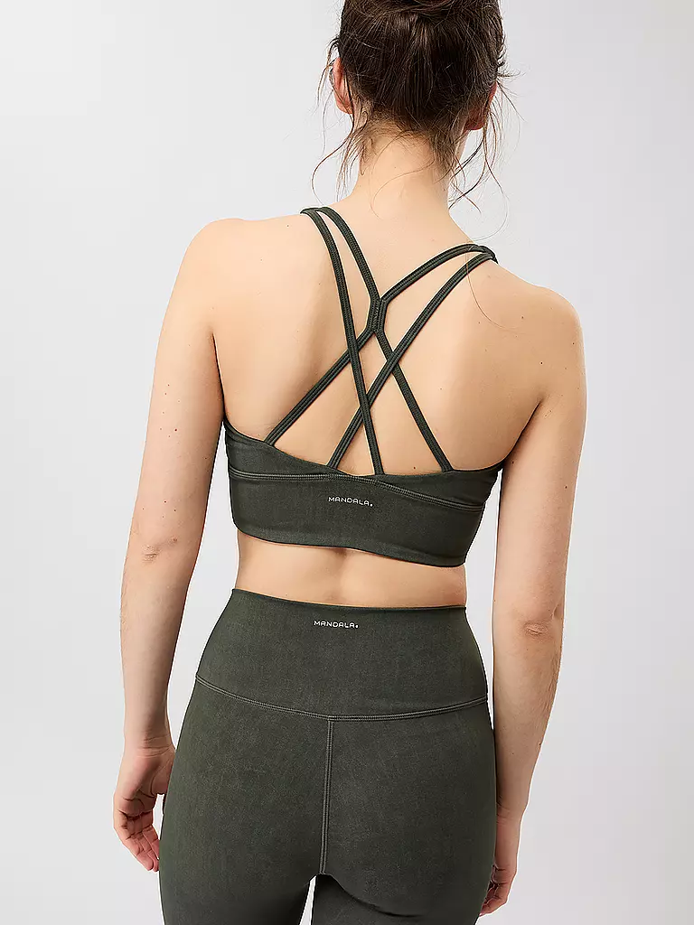 MANDALA | Damen Sport-BH Mono Printed Medium Support | dunkelgrün
