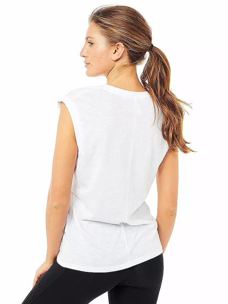 MANDALA | Damen Yoga Shirt Ribbed V-Neck | weiß