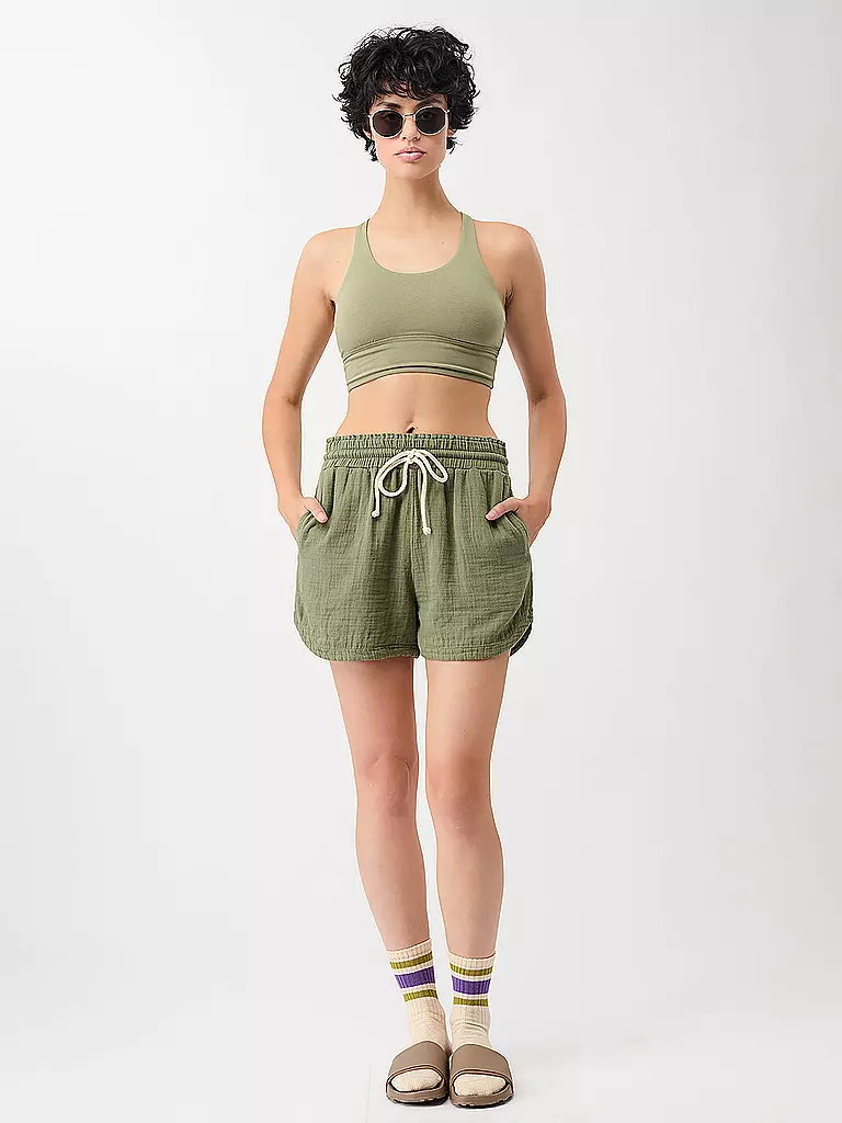 MANDALA | Damen Yoga Short Santa Monica | dunkelgrün