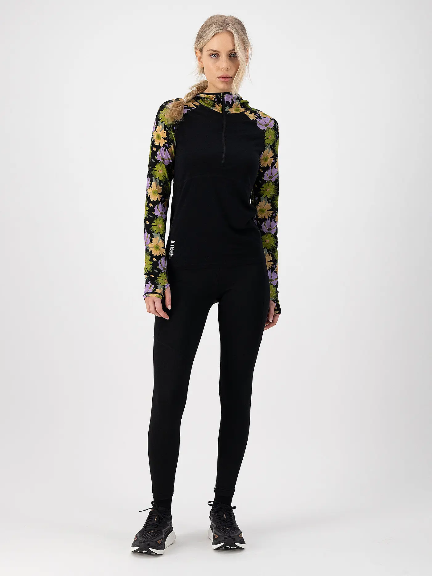 MONS ROYALE | Damen Unterziehshirt Bella Tech Floral Hoodie | olive