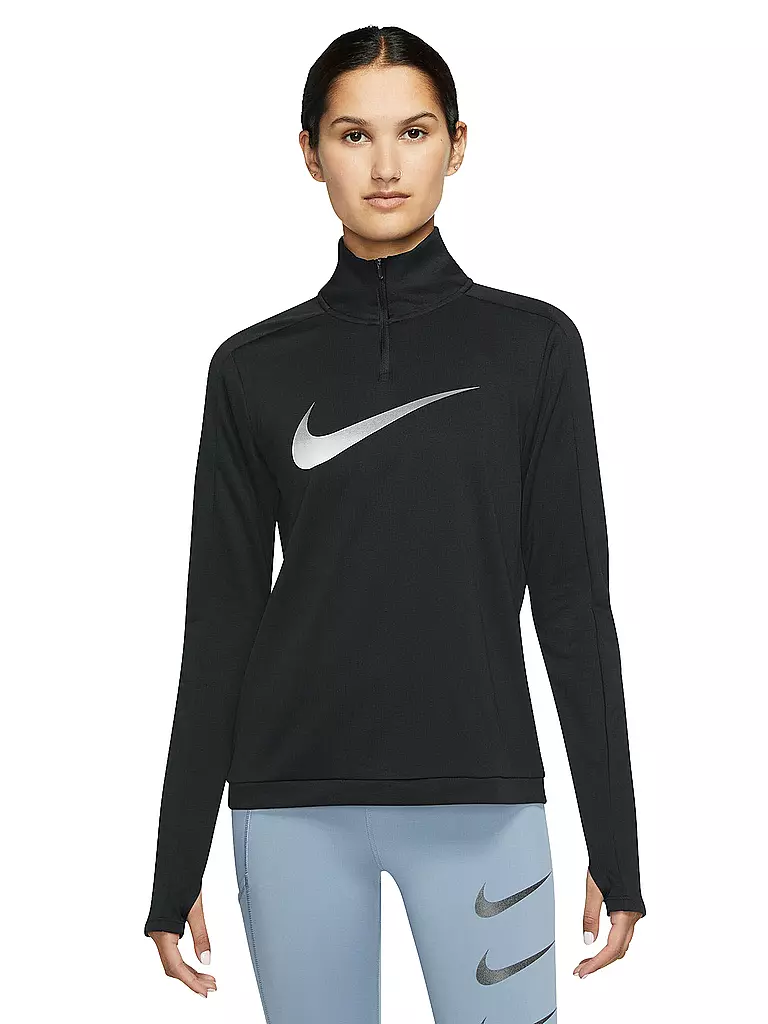 NIKE | Daman Laufshirt Dri-FIT Swoosh | schwarz