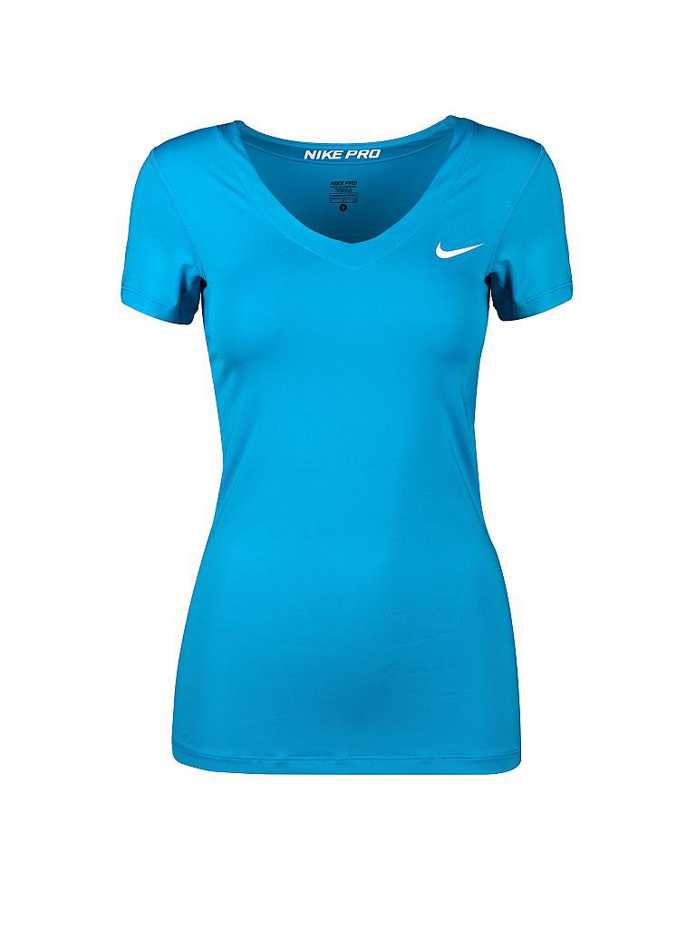 Articulation Afstemning Ark NIKE Damen Fitness-Shirt Nike Pro SS V-Neck blau