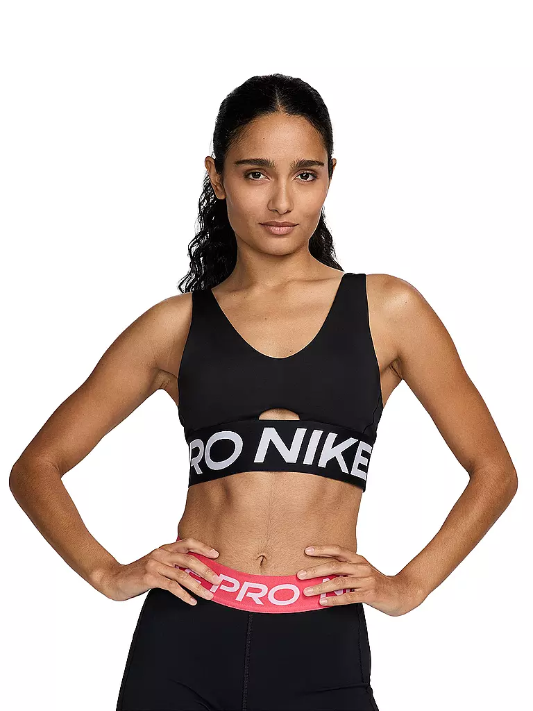 NIKE | Damen Sport-BH Pro Indy Plunge mit mittlerem Halt | schwarz