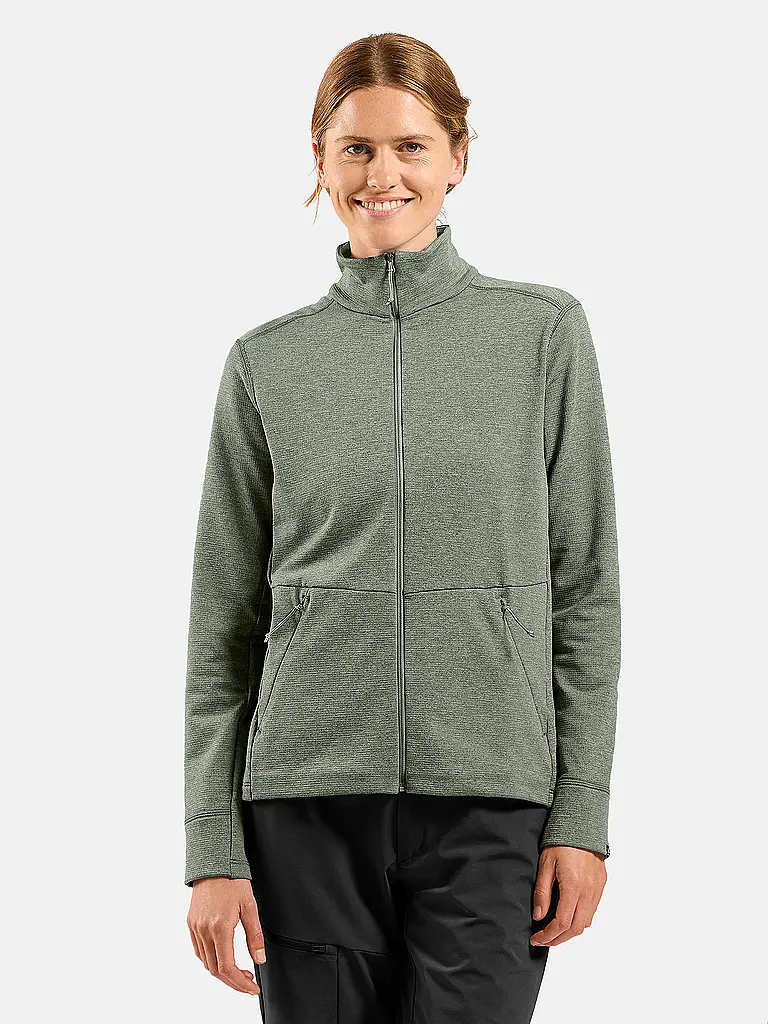 ODLO | Damen Laufshirt Zip Grid Fleece | olive