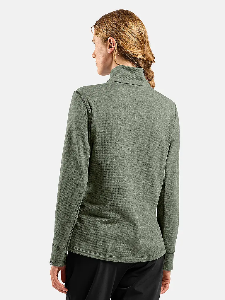 ODLO | Damen Laufshirt Zip Grid Fleece | olive