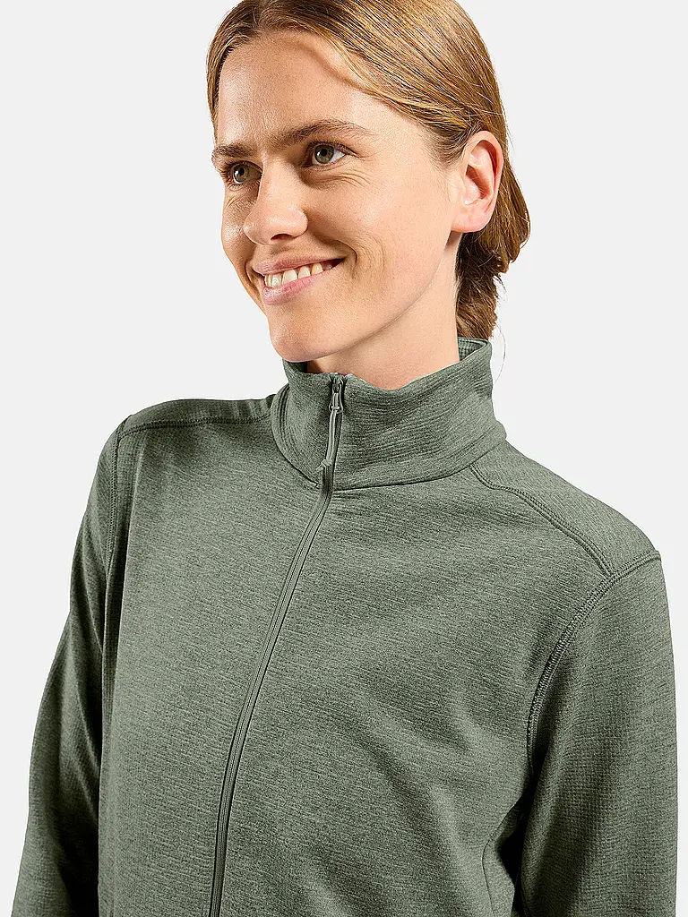 ODLO | Damen Laufshirt Zip Grid Fleece | olive