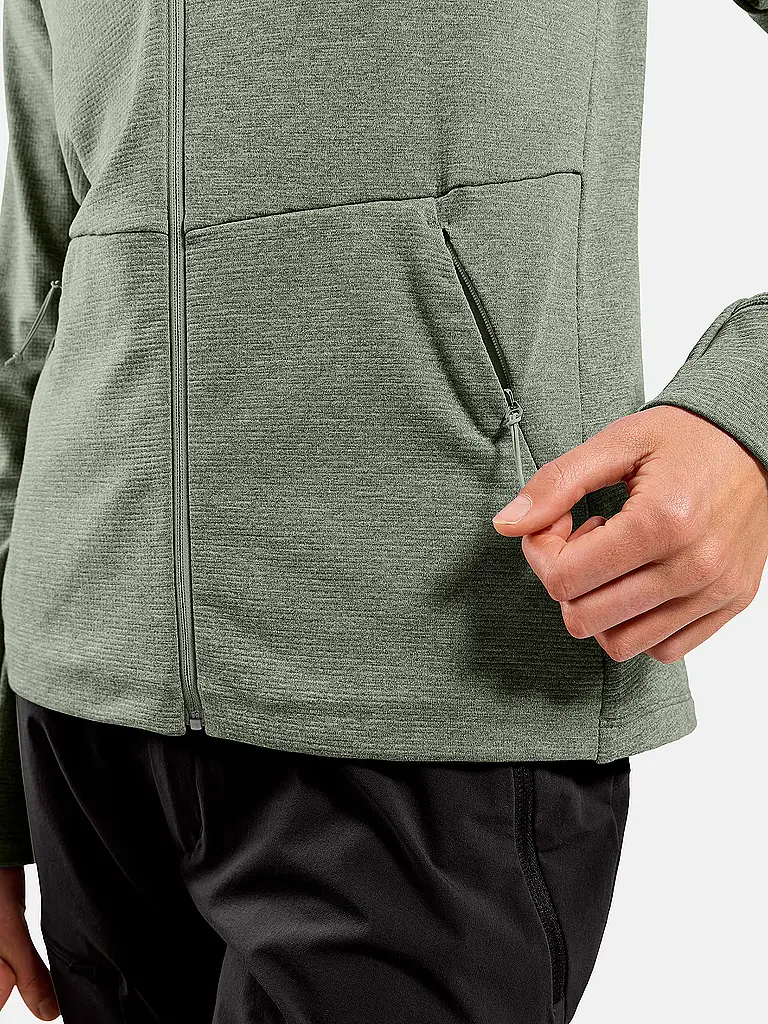 ODLO | Damen Laufshirt Zip Grid Fleece | olive