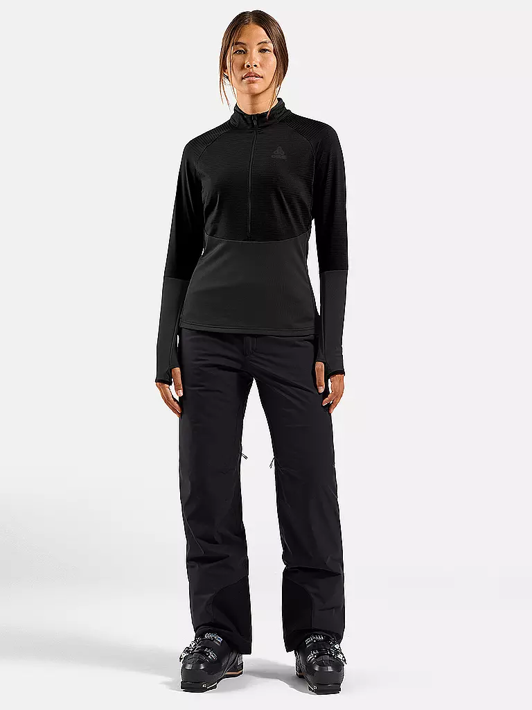 ODLO | Damen Unterzieh Zipshirt Descent Ceramiwarm | schwarz