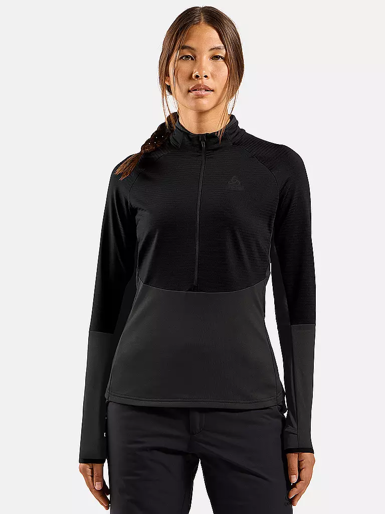 ODLO | Damen Unterzieh Zipshirt Descent Ceramiwarm | braun