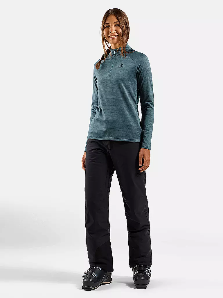ODLO | Damen Unterzieh Zipshirt Essentials Ceramiwarm | blau