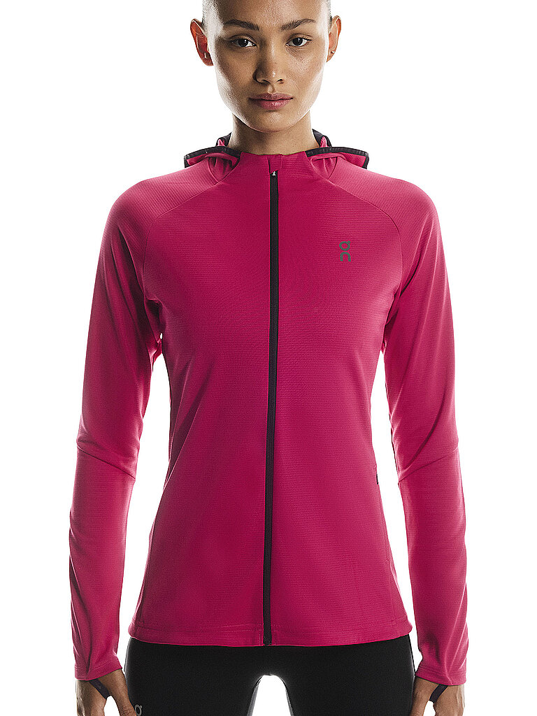 ON Damen Laufjacke Climate Hoodie dunkelrot | L — Bild 2